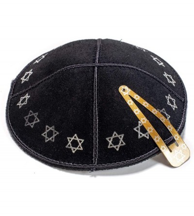 Skullies & Beanies Black and Silver Leather Kippah Yarmulke Jewish Yamaka Kippa Israel Cap Judaica - CE18Q8S08LK $14.02