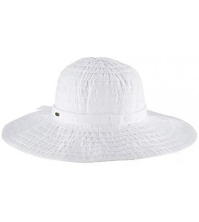 Sun Hats Women's Sewn Ribbon Crusher Hat - White - CB115VMISZD $22.42