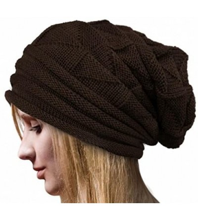 Skullies & Beanies Casual Knit Hat Elegant Warm Hat Pleated Cloth Hat Cuffed Wool Hat Solid Color Hat Simple Cap - Coffee - C...