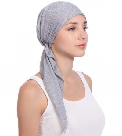 Skullies & Beanies Women Solid Color Muslim Hats-Long Tail Tail Band Cap India Beading Cotton Hair Tail Head Scarf Wrap (Gray...