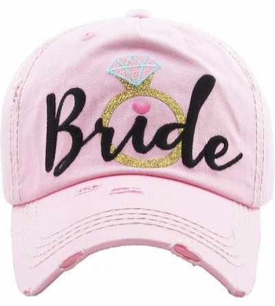 Baseball Caps Womens Bride Tribe Baseball Cap I Do Bachelorette Wedding Party Hat - Bride W/ Ring - Light Pink & Black - CX18...