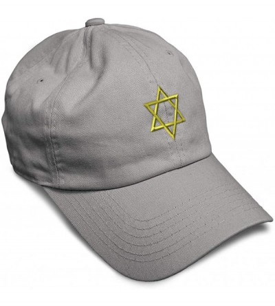 Baseball Caps Custom Soft Baseball Cap Star of David Jewish B Embroidery Twill Cotton - Light Grey - CI18SGLDE04 $16.46