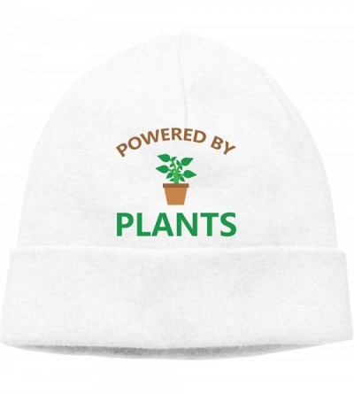 Skullies & Beanies Beanie Hat Powered by Plants Warm Skull Caps for Men and Women - White - CL18KIWR4DO $19.61