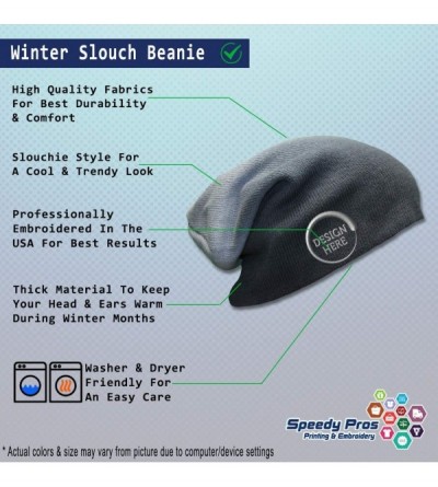 Skullies & Beanies Custom Slouchy Beanie Soccer Mom B Embroidery Skull Cap Hats for Men & Women - Navy - CF18A58GZ7E $20.45