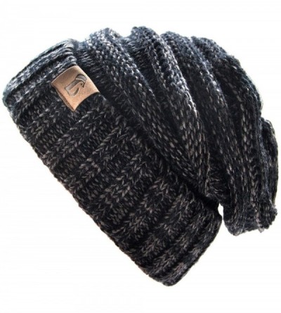 Skullies & Beanies Baggy Slouchy Thick Winter Beanie Hat (Set of Two) - Charcoal & Camel - CX185UXQ0L4 $11.35