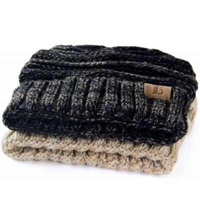 Skullies & Beanies Baggy Slouchy Thick Winter Beanie Hat (Set of Two) - Charcoal & Camel - CX185UXQ0L4 $11.35