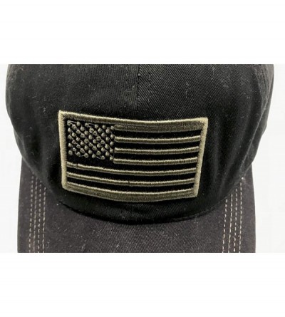 Baseball Caps Men's USA American Flag Baseball Cap Embroidered Polo Style Military Army Hat - American Flag - Black - C418HGK...