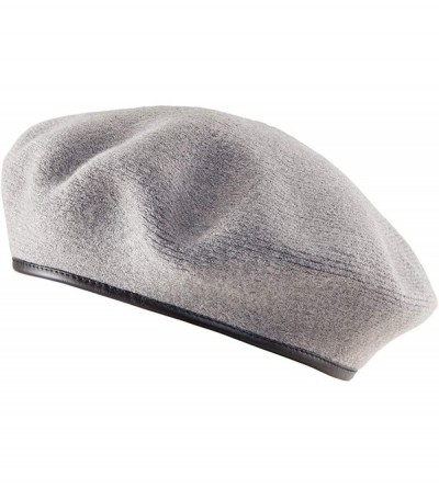 Berets British Military Berets for Men - Women Warm Knit Beret Hat Spring Hat Soft - Grey (With Satin Lining) - CD18QCE5C65 $...
