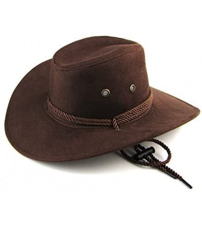 Cowboy Hats Unisex Western Outback Cowboy Hat Men's Women's Style Faux Felt Fedora hat - 2pack(brown+yellow) - C218G3ZHLX0 $1...