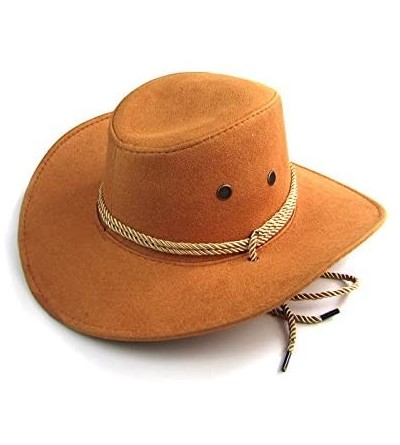 Cowboy Hats Unisex Western Outback Cowboy Hat Men's Women's Style Faux Felt Fedora hat - 2pack(brown+yellow) - C218G3ZHLX0 $1...