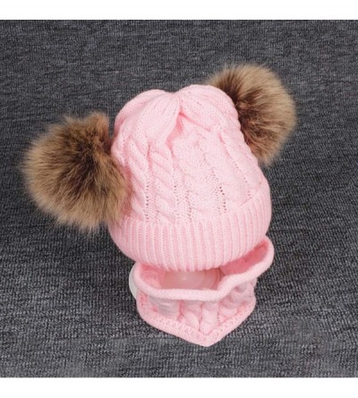 Skullies & Beanies Infant Toddler Baby Knitting Woolen Hat-2PCS Kid Hemming Keep Warm Winter Hiarball Cap Hat +Scarf Set - D-...