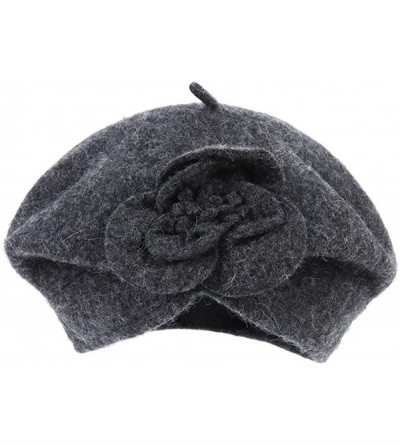 Bucket Hats Women's 100% Wool Cloche Hat Bucket Floral Winter Vintage Beret Beanie Hat - Grey - CE186AR9EUY $16.09
