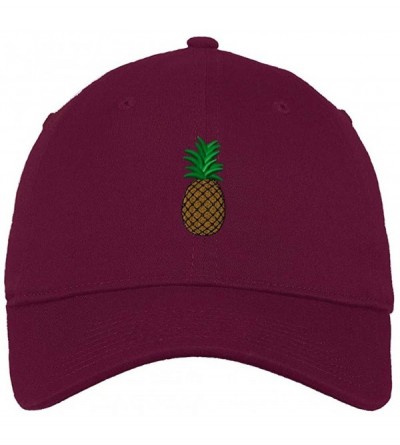 Baseball Caps Custom Soft Baseball Cap Pineapple Embroidery Dad Hats for Men & Women - Burgundy - CA18SLUE72Q $18.93