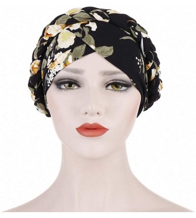 Skullies & Beanies Chemo Cancer Head Hat Cap Ethnic Bohemia Pre-Tied Twisted Braid Hair Cover Wrap Turban Headwear - D Printe...