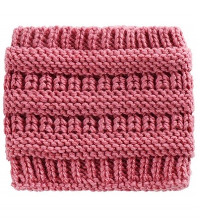 Skullies & Beanies Unisex Fashion Bun Ponytail Soft Stretch Winter Beanie Tail Hat Hats & Caps - Light Pink - CZ18ADX72NM $22.21