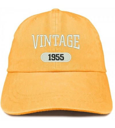 Baseball Caps Vintage 1955 Embroidered 65th Birthday Soft Crown Washed Cotton Cap - Mango - CV180X3Q776 $21.32