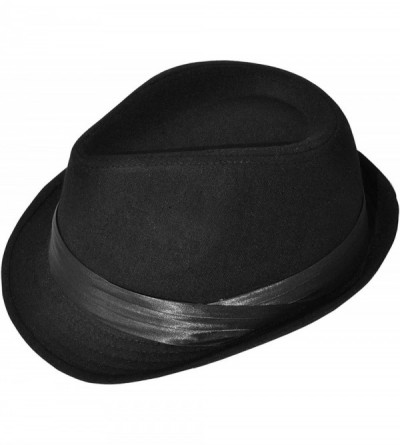 Fedoras Men Women's Classic Manhattan Trilby Short Brim Fedora Hat - Black1 - CD18GQGCOKM $16.50