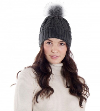 Skullies & Beanies Women's Knit Winter Hat Pom Pom Beanie - Charcoal+grey - CS18HK2HTH7 $18.19