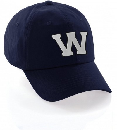 Baseball Caps Customized Letter Intial Baseball Hat A to Z Team Colors- Navy Cap Black White - Letter W - C518ET2ALH8 $16.50
