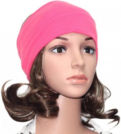 Headbands Women's Solid Stretch Wide Sports Headband Cotton Yoga Hairband Bandanas - Plum - CG188ND3E6O $10.43