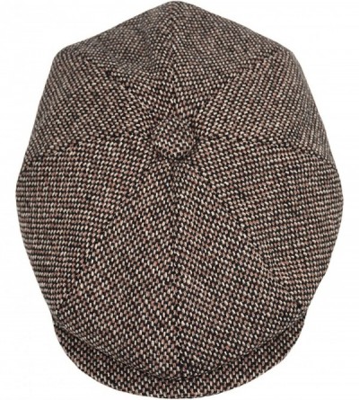 Newsboy Caps Men's Wool Newsboy Cap- Herringbone Driving Cabbie Tweed Applejack Golf Hat - 2124-brown Tweed - C7189UIXLSI $17.00