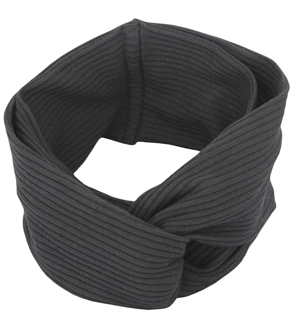 Headbands Women's Stretch Twisted Sports Headband Fashion Wide Head Wrap Hair Band - Black - CT1802GN0UR $6.96