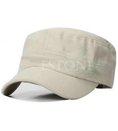 Baseball Caps New Adjustable Cadet Style Cotton Cap Hat Classic Plain Vintage Army Military - White - CX11W65C6C9 $9.61