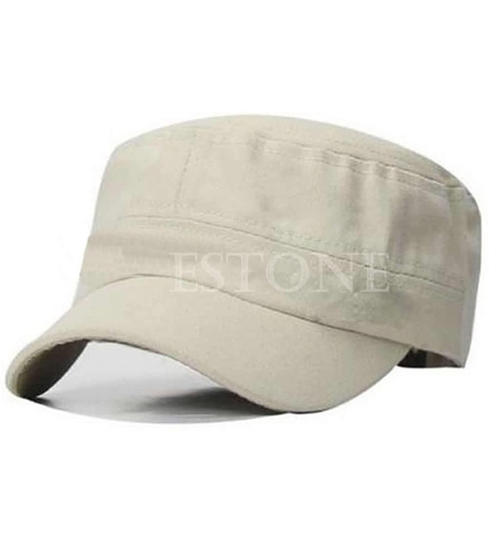 Baseball Caps New Adjustable Cadet Style Cotton Cap Hat Classic Plain Vintage Army Military - White - CX11W65C6C9 $9.61
