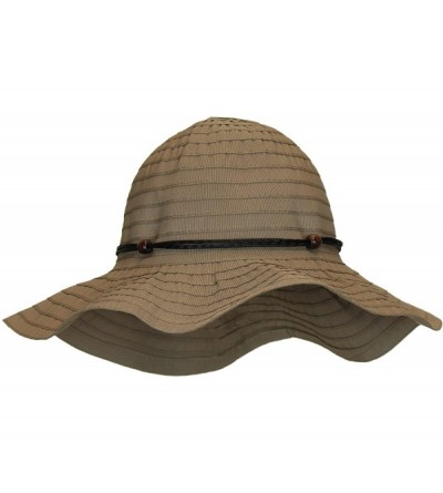 Sun Hats Women's Summer Hat w/Beads and Leatherette Trim- UPF 50+- Packable/Crushable - Brown - C212DZTN303 $15.63