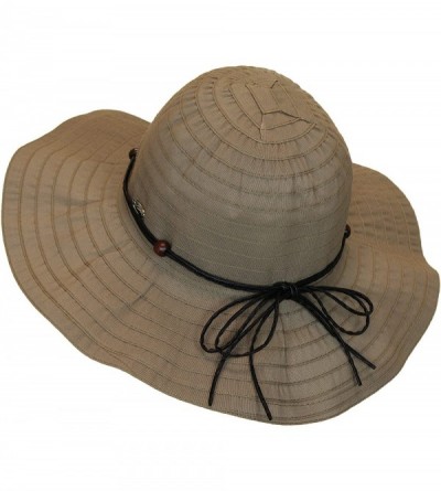 Sun Hats Women's Summer Hat w/Beads and Leatherette Trim- UPF 50+- Packable/Crushable - Brown - C212DZTN303 $15.63