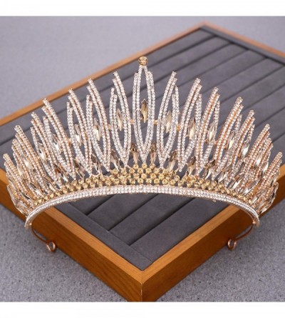 Headbands Luxurious Bridal Crowns And Tiaras Gold Tiara Crystal Rhinestone Wedding Crown-Light Gold12 - Light Gold12 - CC1920...