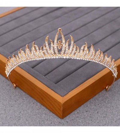 Headbands Luxurious Bridal Crowns And Tiaras Gold Tiara Crystal Rhinestone Wedding Crown-Light Gold12 - Light Gold12 - CC1920...