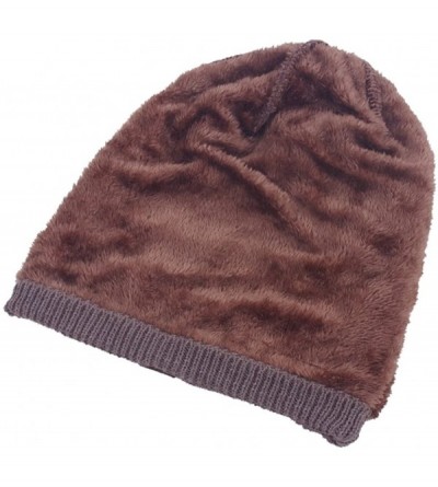 Skullies & Beanies Star Knit Winter Slouch Beanie Hat Warm Villus Lined Skull Ski Cap - Brown - CI11RSA89MR $11.68