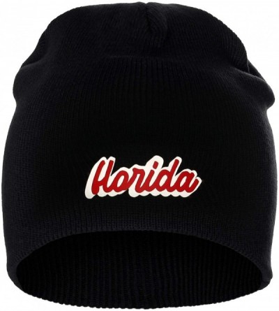 Skullies & Beanies Classic USA Cities Winter Knit Cuffless Beanie Hat 3D Raised Layer Letters - Florida Black - White Red - C...