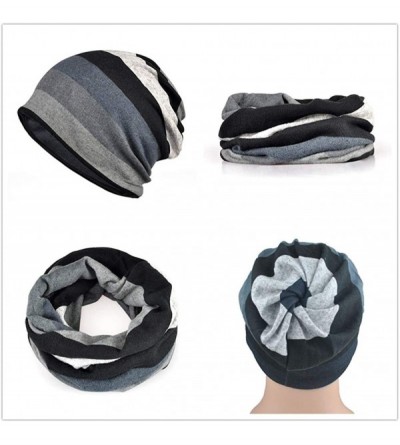 Skullies & Beanies Slouchy Beanie for Men/Women 2-Pack Baggy Skull Cap Summer Winter Knit Hat - Ponytail Beanie/Loop Scarf (D...