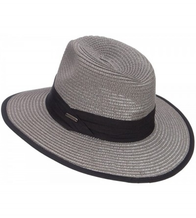 Fedoras Trimmed Straw Panama Hat - Grey OSFM - CT124YHC53L $16.78