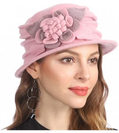 Berets Women's Winter Warm 100% Wool Beret Beanie Cloche Bucket Hat - Light Pink - CJ18Y7RKOEY $21.78
