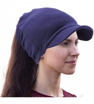 Newsboy Caps Visor Ponytail Beanie Baggy Slouchy Tail Cotton Skullcap Warm Headscarf Winter Hat - Star-blue - C518M9AS0N2 $7.85
