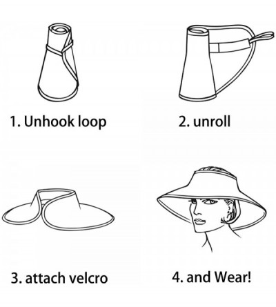 Sun Hats Women's Wide Brim Roll up Visor Packable Summer Sun Beach Hat - Paper Straw- Adjustable- UPF50+ - Coffee Heather - C...
