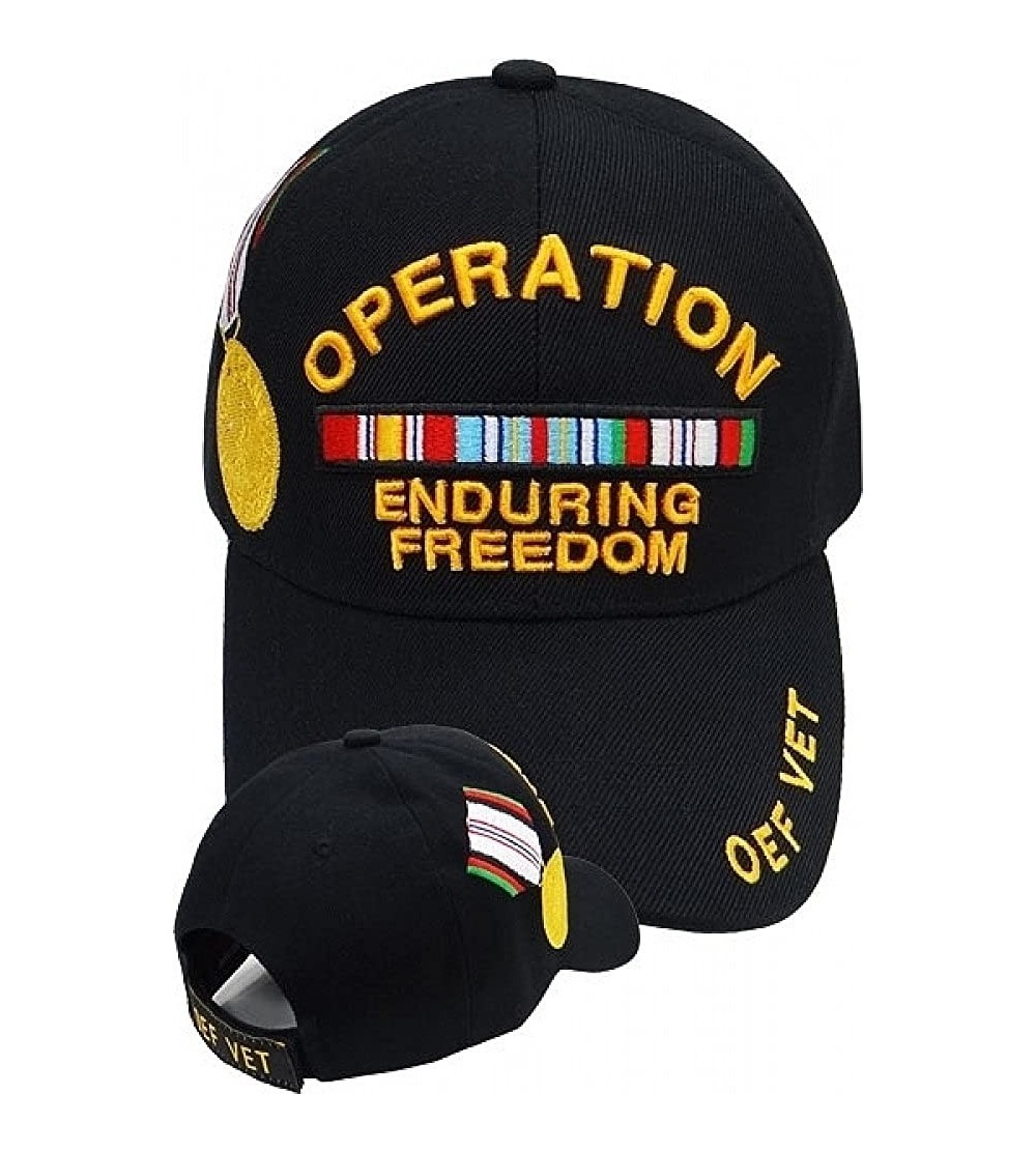 Baseball Caps Operation Enduring Freedom Vet Ribbons with Medal Mens Cap - Black - C311O7FH9KP $17.03
