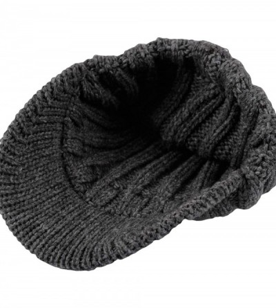 Skullies & Beanies Winter Ribbed Visor Knit Beanie Hat Warm Skully Baseball Cap SLQ1231 - Charcoal - CD18ZA72OSO $26.01