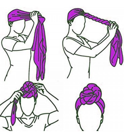 Headbands Long Knit Stretch Turban Head Wraps Headband Scarf Tie Headwear Solid Color - Purple - CX18L8GZ0XY $18.70