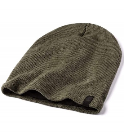 Skullies & Beanies Warm Beanie Hat Fleece Lined - Slight Slouchy Style - Keep Your Head Warm and Cozy in Cold Weathers - Oliv...