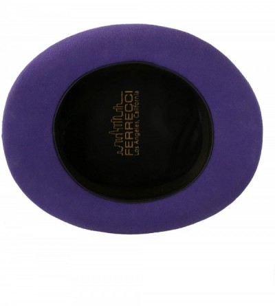 Fedoras Satin Lined Wool Top Hat with Grosgrain Ribbon and Removable Feather - Unisex- Men- Women - Violet - CF18IOO66LU $56.15