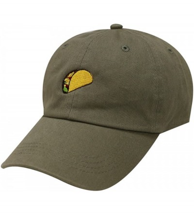 Baseball Caps Taco Emoji Cotton Baseball Cap Dad Hats - Olive - C912JQZ94K3 $10.92