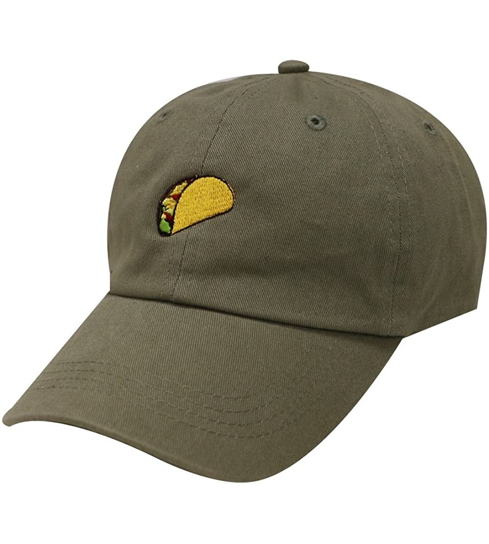 Baseball Caps Taco Emoji Cotton Baseball Cap Dad Hats - Olive - C912JQZ94K3 $10.92