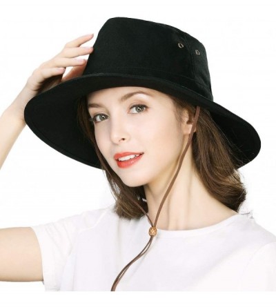 Sun Hats FANCET Bucket Hat for Women Foldable Sun UV SPF Cotton Hunting Fishing - 00706_black - CD18RUXZ85L $41.26