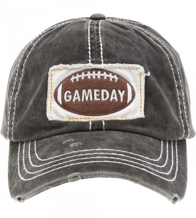 Baseball Caps Baseball Distressed Embroidered Adjustable - Gameday - Black - C718YKGI2ZN $17.36