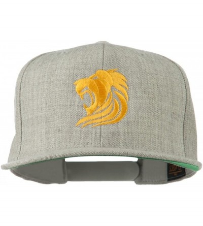 Baseball Caps Gold Lion Embroidered Wool Snapback Cap - Heather - CK11Q3T4YGF $26.31