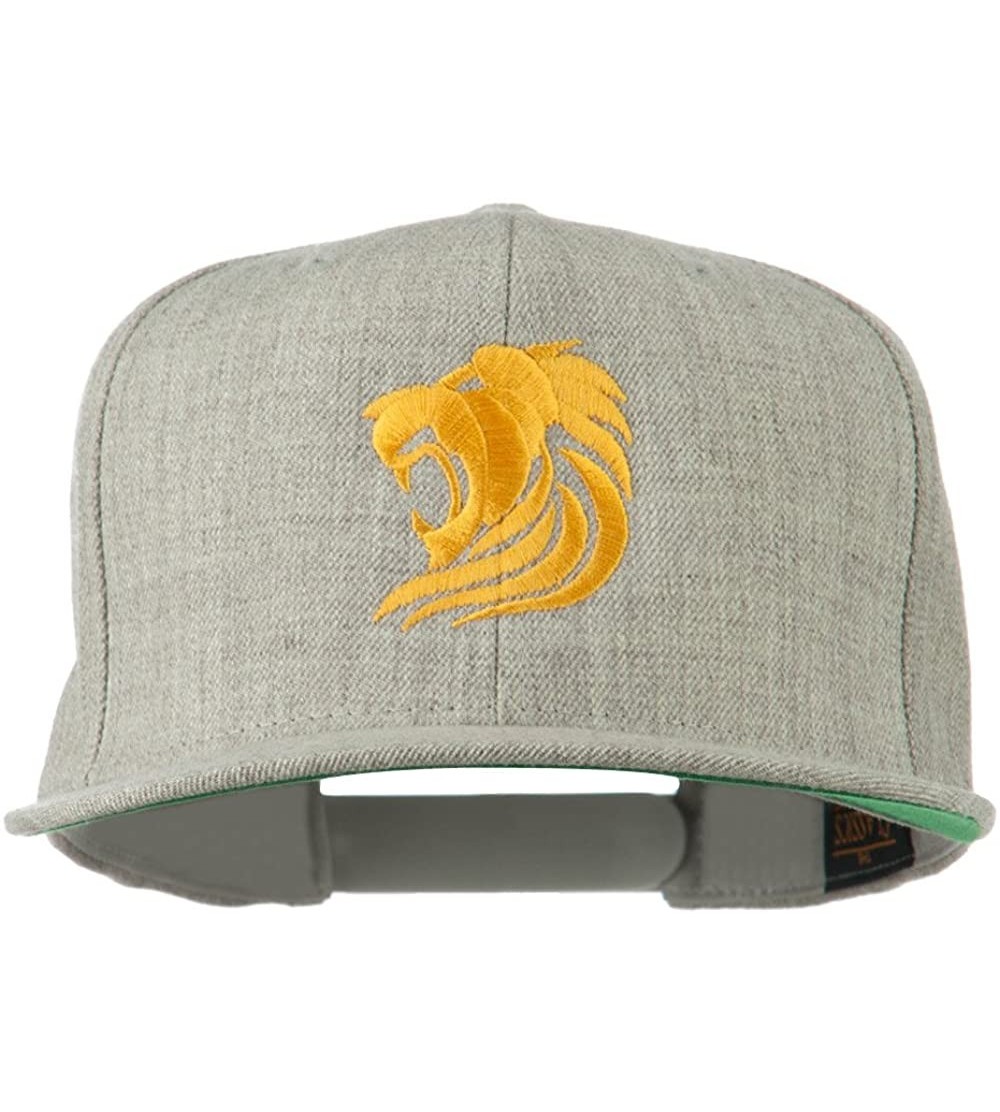 Baseball Caps Gold Lion Embroidered Wool Snapback Cap - Heather - CK11Q3T4YGF $26.31